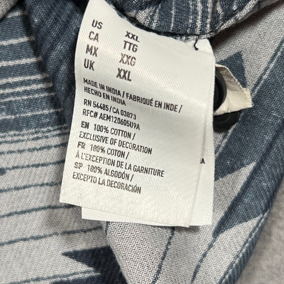 American Eagle Aztec Shirt Mens 2XL Gray Blue Long Sleeve Navajo Geometric - Picture 6 of 6